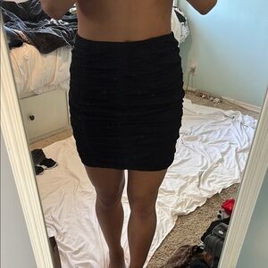 Chocolate Black Ruched Pencil Mini Skirt